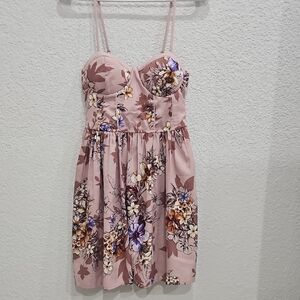 Floral Pink Dress with Spaghetti Straps